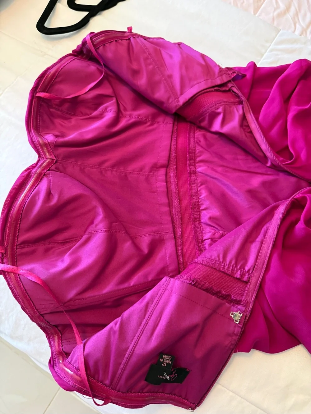 Fuchsia Spaghetti Strap Ruched Bodice Dress - Picture 5 of 11